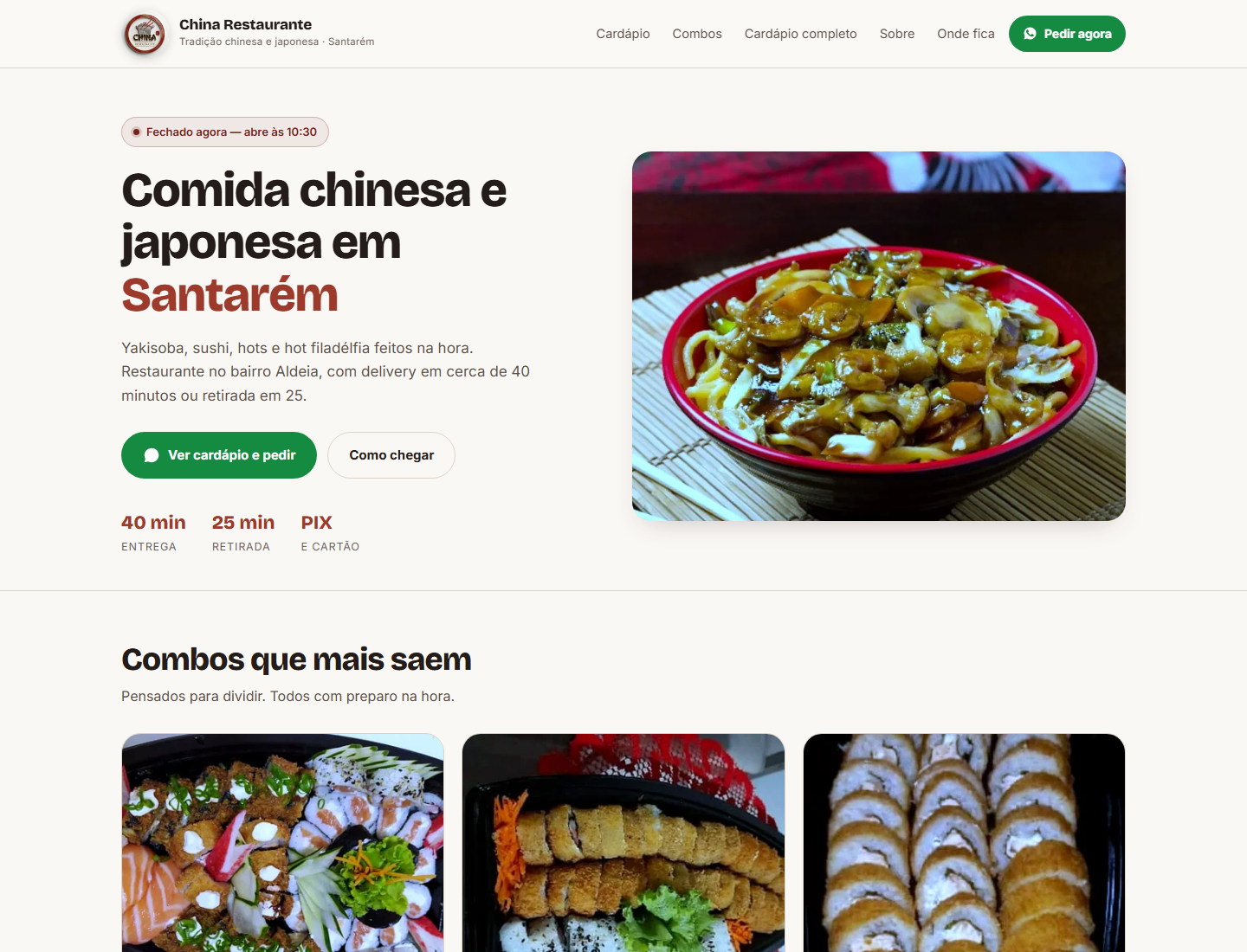 Screenshot do projeto China Restaurante