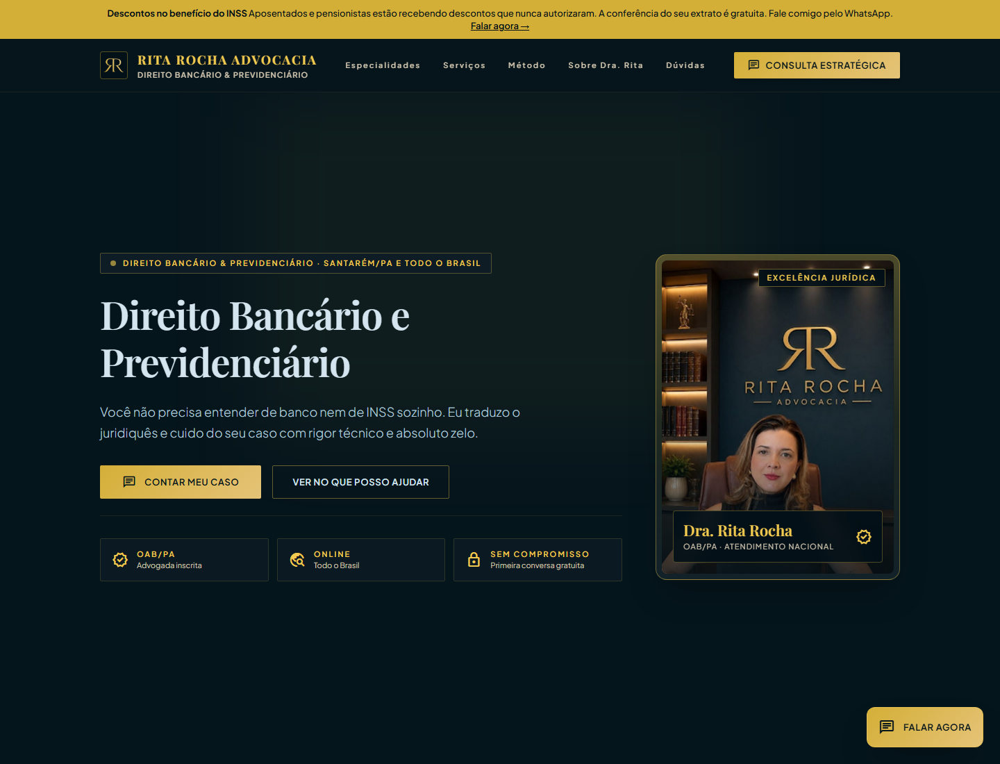 Screenshot do projeto Rita Rocha Advocacia