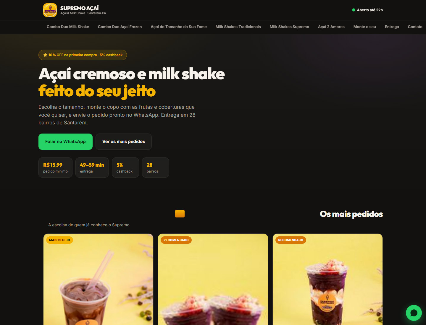 Screenshot do projeto Supremo Açaí