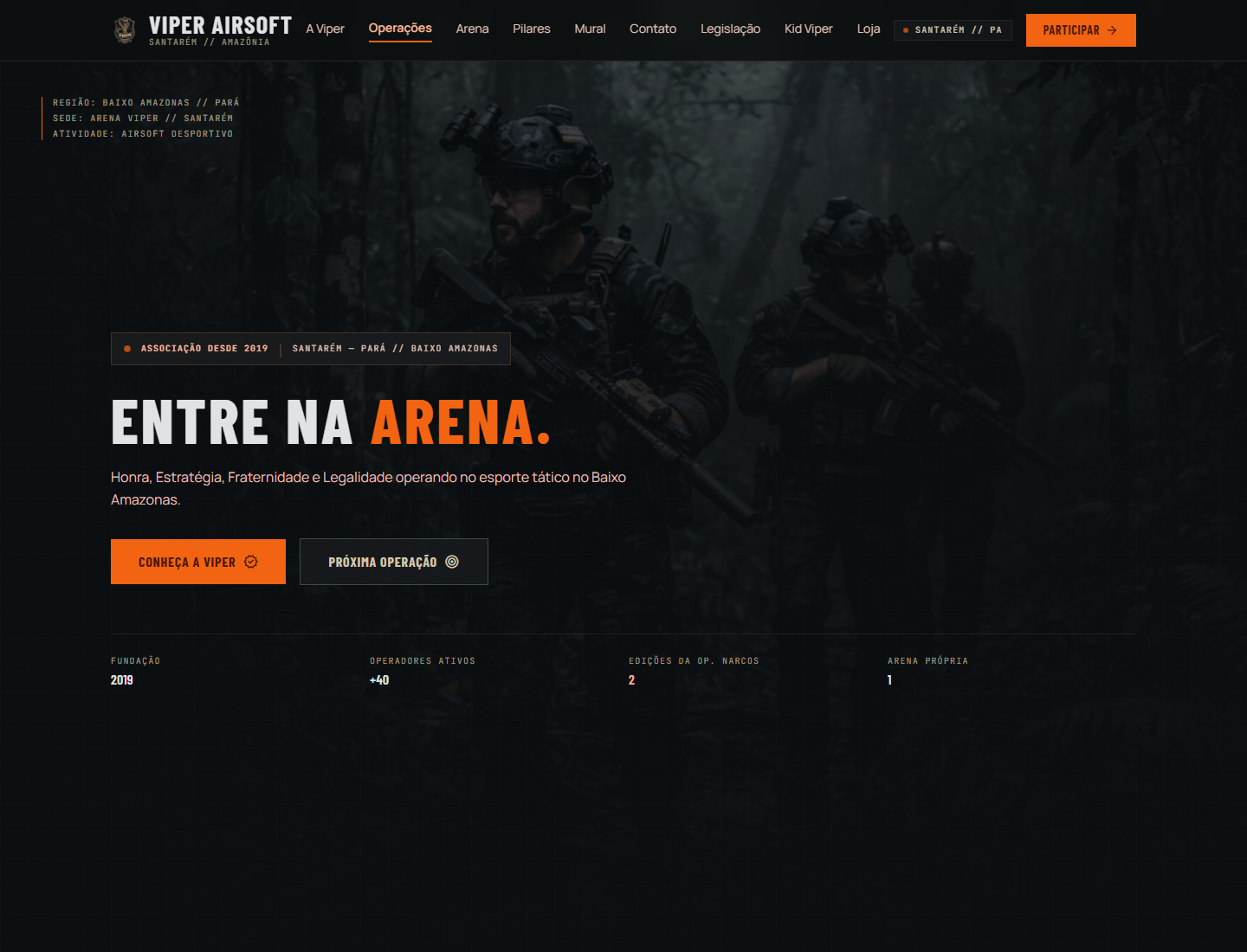 Screenshot do projeto Associação Esportiva Viper Airsoft